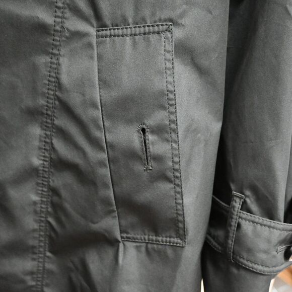 Burberry Black Raincoat Polyester-Blend Midi Length Size 8 - Picture 6 of 7